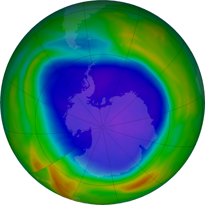 Antarctic ozone map for 21 September 2021